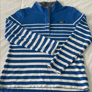 L.L. Bean - woman’s Blue and White high  button neck Sweatshirt